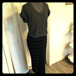 Grey/black striped knitted pencil skirt